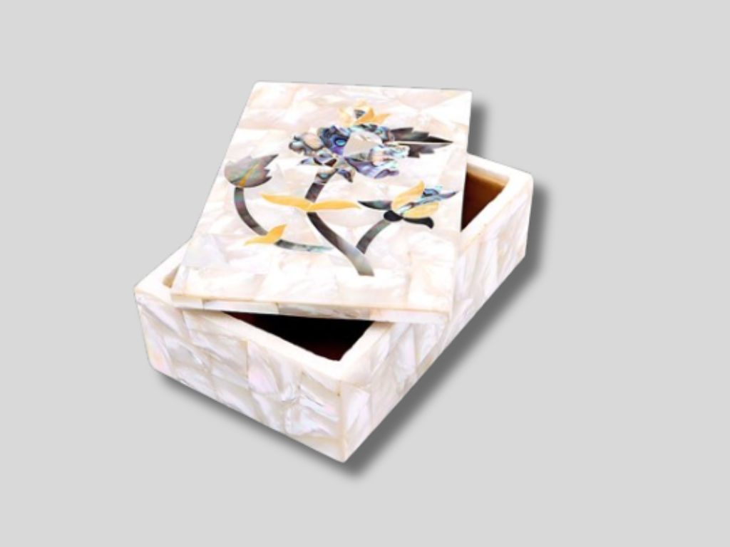 Elegant Marble Gift Jewelry Box MOP Inlay Artwork Centerpiece Decor